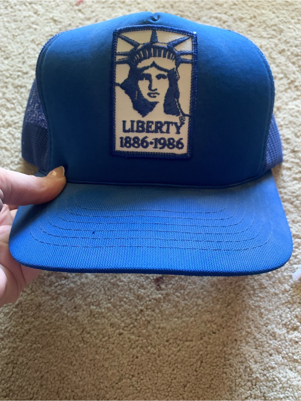 New Vintage Unisex Liberty 1886-1986 Blue Trucker Hat